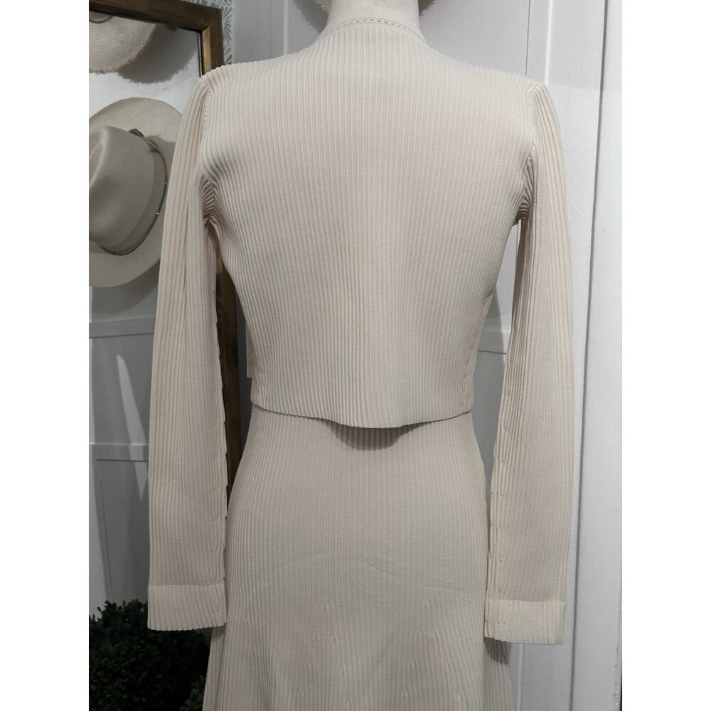 GUCCI A Line Ribbed Sweater Set Sleeveless Dress Size XS Beige - Picture 9 of 13